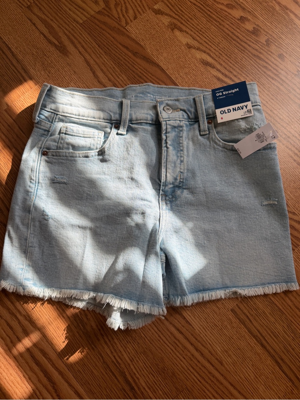 Old Navy Light Blue Denim Jean Shorts - Women's Frayed Hem